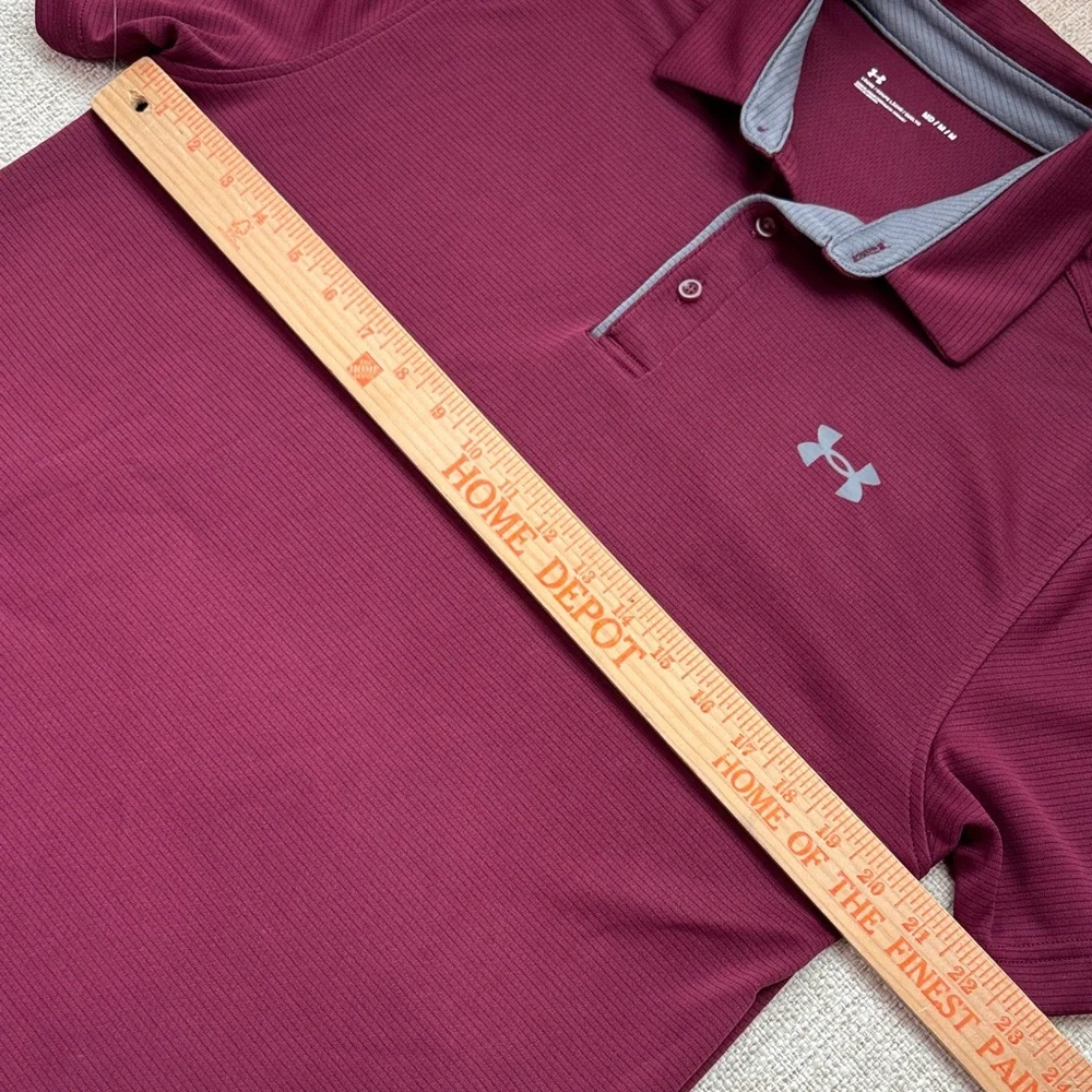 Under Armour Men's Tech Golf Polo Maroon, Size Medium - Picture 7 of 15